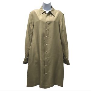 🧹 BROOKS BROTHERS Beige Raw Silk Shirt Dress Sz14
